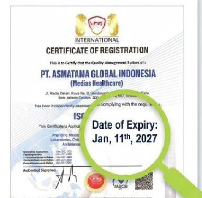Sertifikat ISO 9001:2015 PT Asmatama Global Indonesia